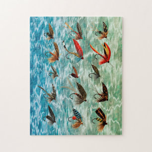 11x14 Antique Trout Fishing Flies Lures Puzzle
