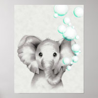 11x14 Elephant Blowing Bubbles From Trunk