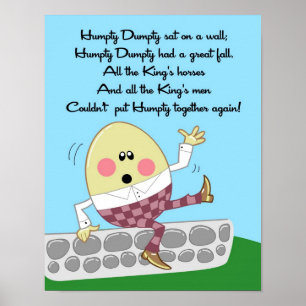 11x14 Humpty Dumpty Rhyme Kids Room Wall Art