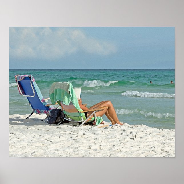 11x14 Painting Print Relaxing On The Beach (Front)