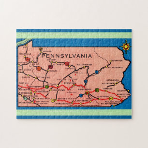 11x14  Vintage Pennsylvania Map  Jigsaw Puzzle
