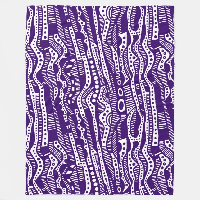 120115 - Deep Purple on White Fleece Blanket (Front)
