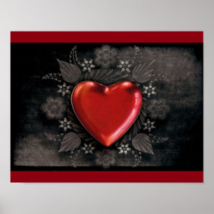 1209 DARK RED BLACK HEART EMO LOVE TOUGH DARK SYMB POSTER
