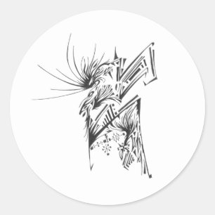 120 Black White Abstract Tribal Tattoo Art Classic Round Sticker
