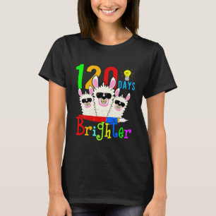 120 Days Brighter Teacher Llama Happy 120th Day Of T-Shirt