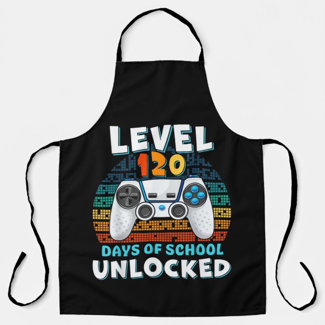 120 Days Of School Level Unlocked  Apron (Front)