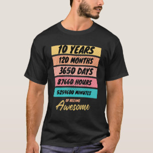 120 Months Kids Retro Vintage 10 Years Old Birthda T-Shirt