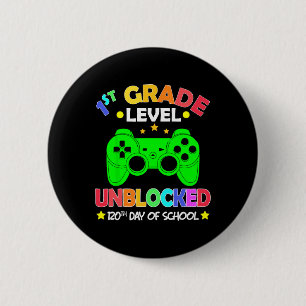 120th Day Of School 1st Grade Video Game Design Fo 6 Cm Round Badge