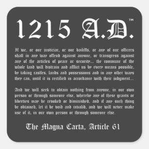 1215 A.D.™ The Magna Carta Article 61 Stickers