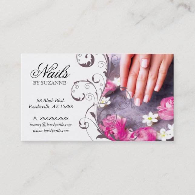122 Nail Salon Business Card Pink Taupe (Front)