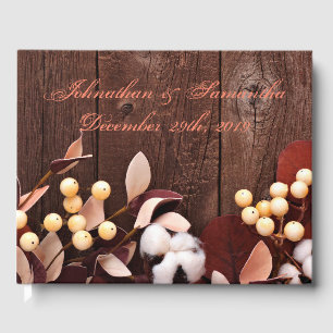 122 Page Wedding Guestbook Cotton Branch on Dark W
