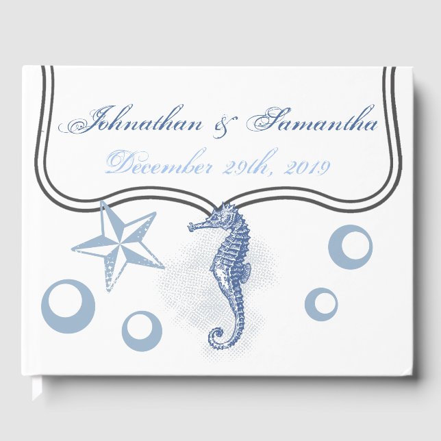 122 Page Wedding Guestbook Seahorse Ocean Beach (Front)