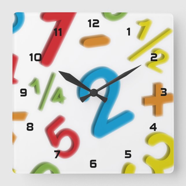 123 math square wall clock (Front)