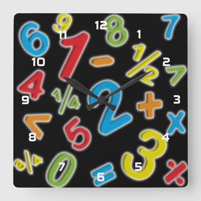 123 Numbers Math Square Wall Clock (Front)