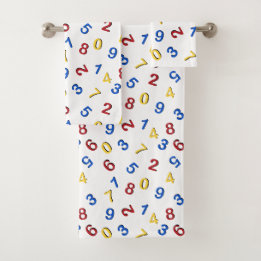 123 Numbers Red Yellow Blue Bath Towel Set