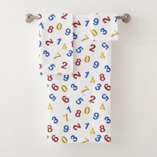 123 Numbers Red Yellow Blue  Bath Towel Set