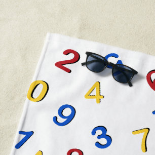 123 Numbers Red Yellow Blue Beach Towel
