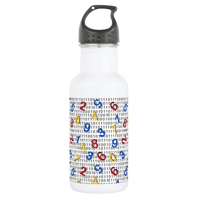 123 Numbers Red Yellow Blue Black White Binary 532 Ml Water Bottle (Front)