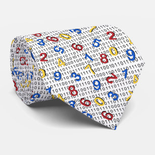 123 Numbers Red Yellow Blue Black White Binary Tie