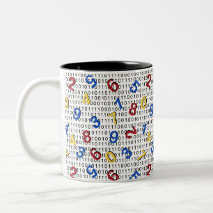 123 Numbers Red Yellow Blue Black White Binary Two-Tone Coffee Mug