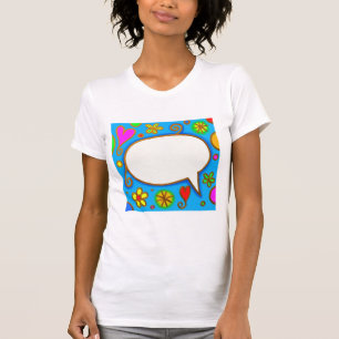 1246 CUTE GIRLY HEARTS FLOWERS SPEECH BUBBLE CARTO T-Shirt
