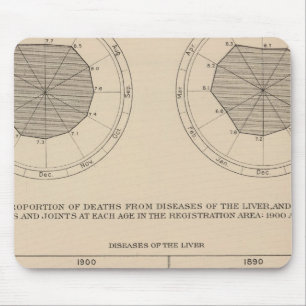 124 Deaths diseases digestive system, liver Mouse Mat