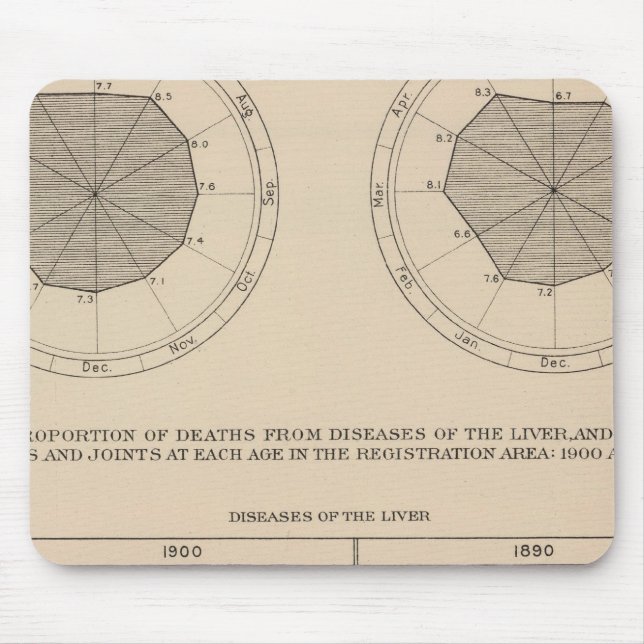 124 Deaths diseases digestive system, liver Mouse Mat (Front)