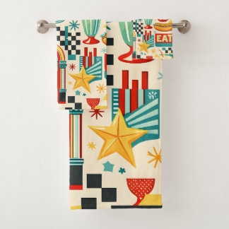 1250s diner geometric star pattern kitchen towel W
