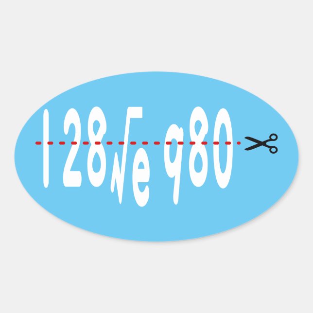 128√e980 - White Writing Oval Sticker (Front)