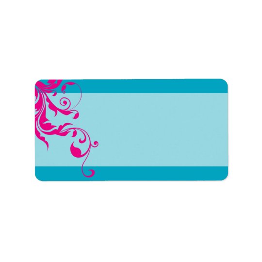 128-marnie BAT MITZVAH flourish turquoise pink Address Label