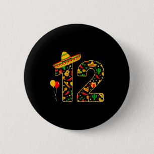 12 12th birthday mexican sombrero maracas cinco de 6 cm round badge