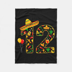 12 12th birthday mexican sombrero maracas cinco de fleece blanket
