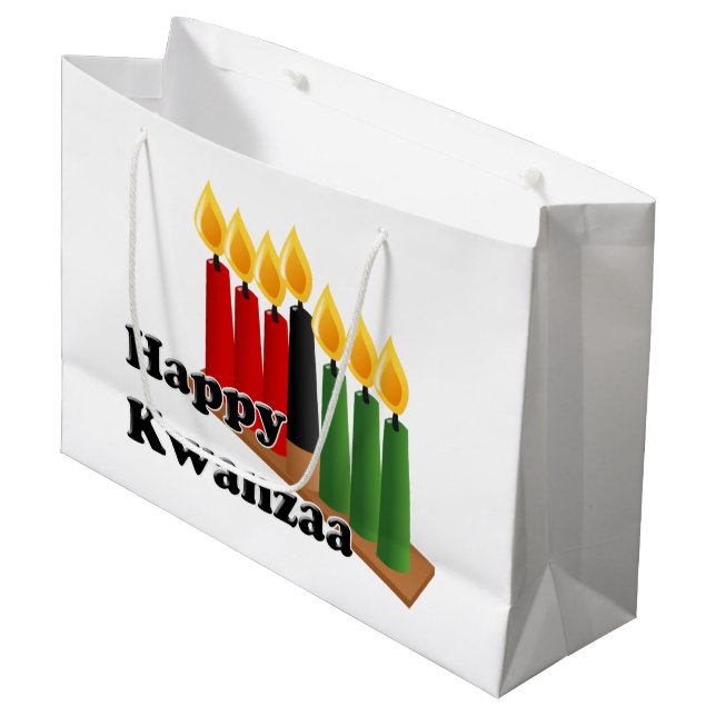 12-26 Happy Kwanzaa Large Gift Bag (Front Angled)