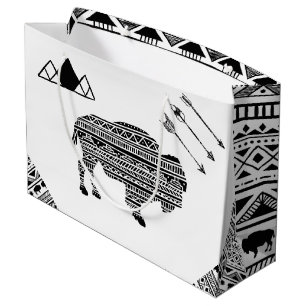 12.5lx4wx9h Large Gift Bag Boho Buffalo Tribal Pat