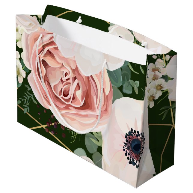 12.5lx4wx9h Large Gift Bag Geometric Garden Hunter (Back Angled)
