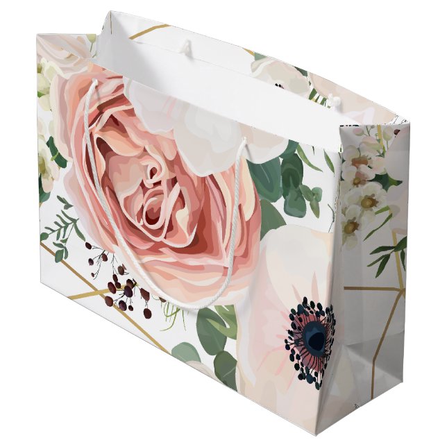 12.5lx4wx9h Large Gift Bag Geometric Garden Rose (Back Angled)