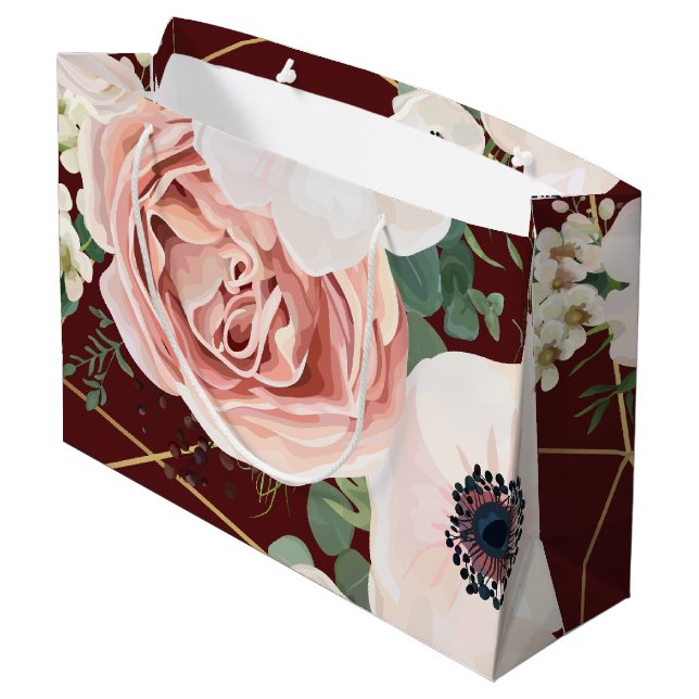 12.5lx4wx9h Large Gift Bag Geometric Garden Wine (Back Angled)