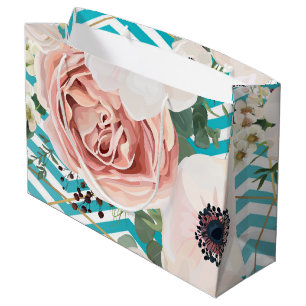 12.5lx4wx9h Large Gift Bag Geometric Rose Chevron