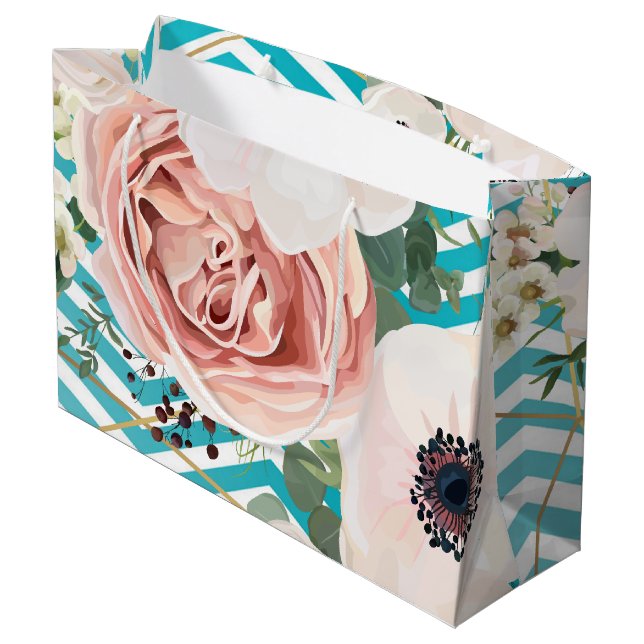 12.5lx4wx9h Large Gift Bag Geometric Rose Chevron (Back Angled)