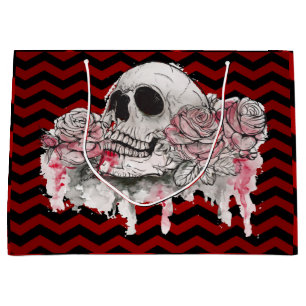 12.5lx4wx9h Large Gift Bag skull Rose goth Chevron