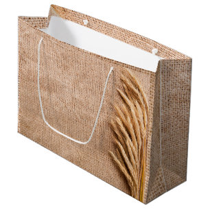 12.5lx4wx9h Large Gift Bag Wheat on Burlap Sack Co