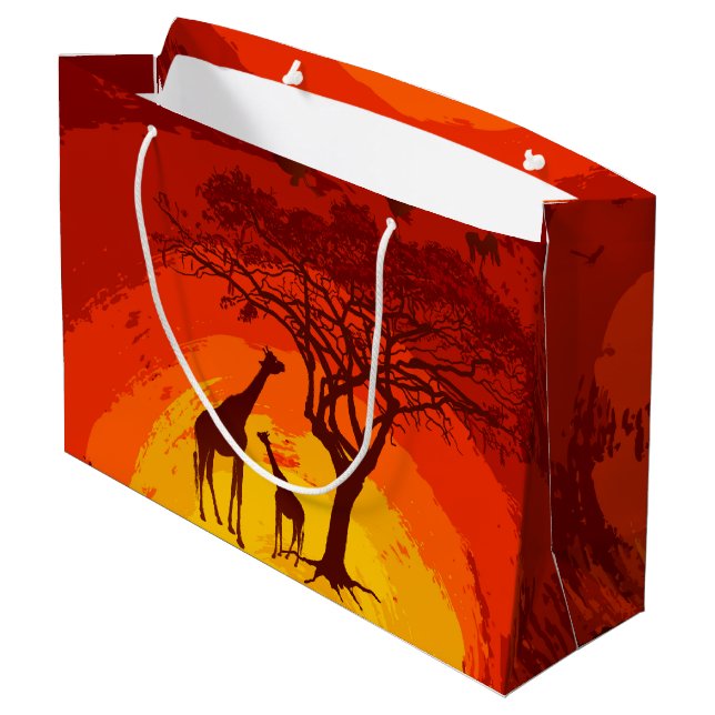 12.5lx4wx9h Large Gift BagAfrican Safari Giraffe S Large Gift Bag (Back Angled)