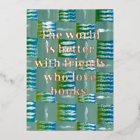 12.7cm x 17.8cm Foil Greetings Card Book Lovers