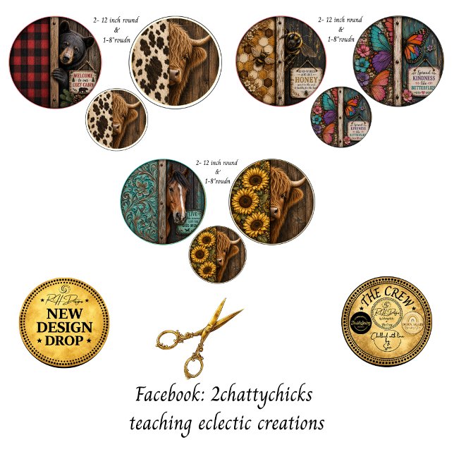  12 & 8" rounds Rustic Farm Animals  Wrapping Paper Sheet (Creator Uploaded)