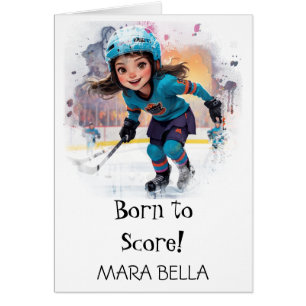 *~* 12  AP94 Cute Hockey Girl Personalize Birthday