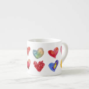12 Artsy Love Hearts Espresso Mug