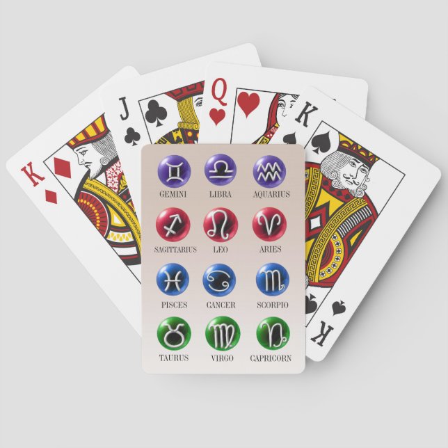 12 Astrology Zodiac Signs on Crystal balls Playing Cards (Back)