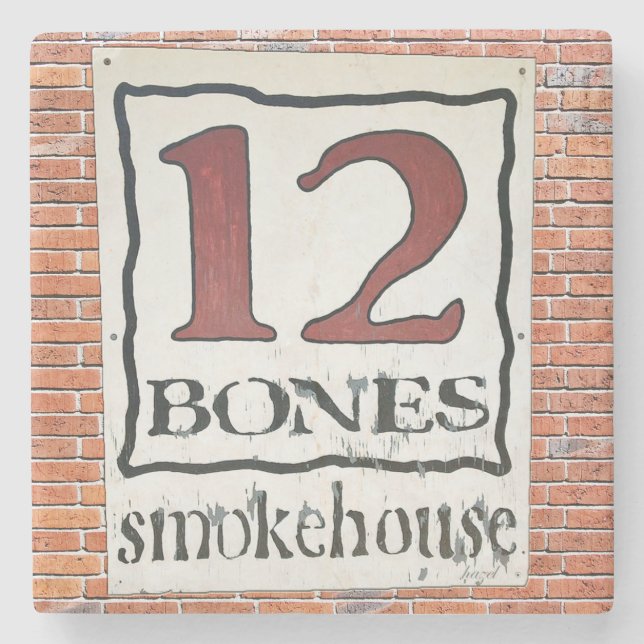 12 Bones Asheville NC Marble Stone Coaster. Coaster (Front)