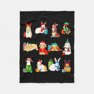 12 Bunny Of Christmas Bunny Rabbit Christmas Xmas Fleece Blanket
