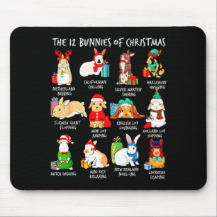 12 Cats Of Christmas Funny Bunny Rabbit Santa Xmas Mouse Mat